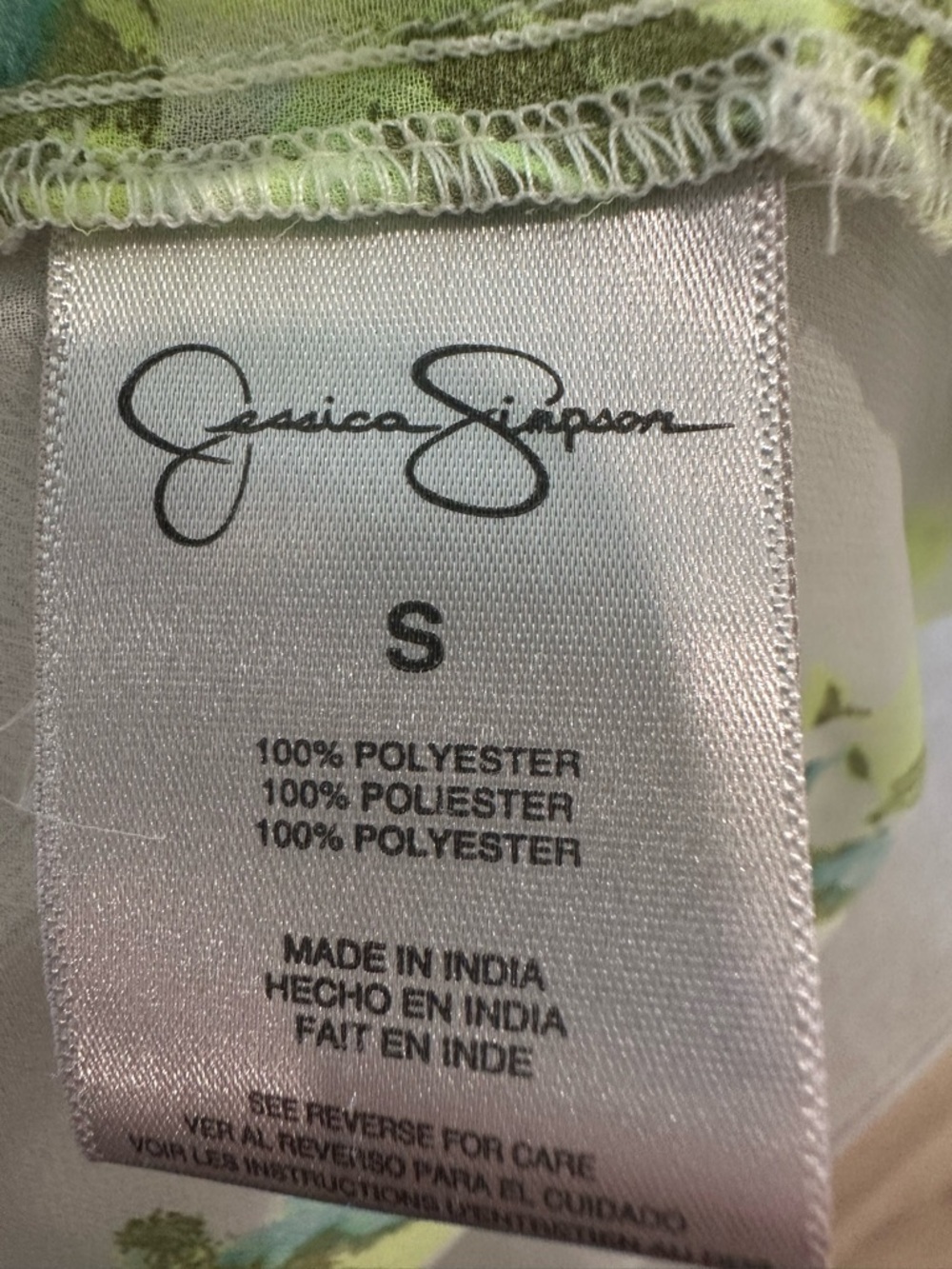 Jessica Simpson Sheer Floral Blouse Green Blue Lightweight Spring Top Size S - Picture 8 of 8